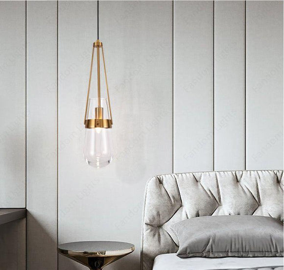 1 Light LED Amber Glass Ball Gold Pendant Lamp Ceiling Light - Warm White