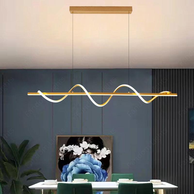 Gold LED Pendant Chandelier Twisty Spiral Lights Dining Room Lamp Wa