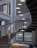 15 LIGHT LED ROUND ACRYLIC DOUBLE HEIGHT STAIR CHANDELIER - WARM WHITE