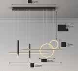 6 Led Black Gold Body Modern Linear LED Chandelier Pendant Light Hanging Suspension Lamp - Warm White