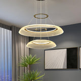 2 Ring Acrylic Gold LED Chandelier Hanging Suspension Lamp - Warm White