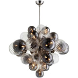 25 Light Silver Metal Smokey Clear Glass Chandelier Ceiling Lights Hanging - Warm White - Ashish Electrical India