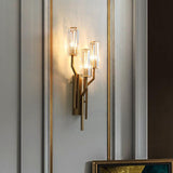 3 Led Glass Crystal Electroplated Copper Gold Metal Wall Light - Warm White - Ashish Electrical India