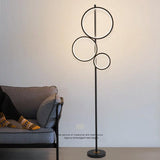 Led 3 Rings Black Gold Floor Standing lamp Living Room Light for Home Lighting Standing lamp - Gold - Ashish Electrical India
