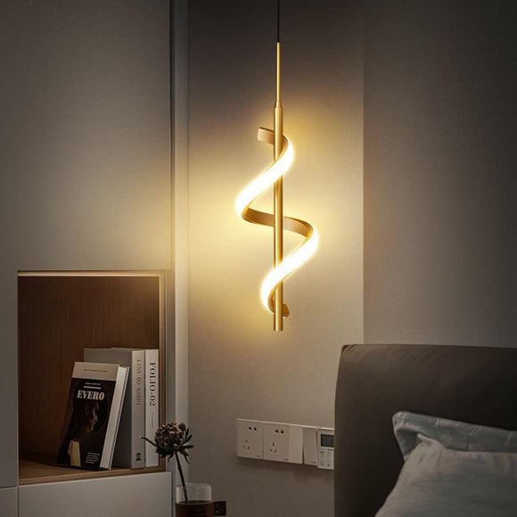 Led Pendant Light Acrylic Curl Island Ceiling Lights (Gold) - Warm White - Ashish Electrical India