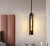 LED Gold Long Smokey Glass Pendant Lamp Ceiling Light - Warm White - Ashish Electrical India