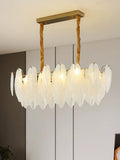 800x300 MM Gold Stainless Steel Feather Glass Frosted Pendant Chandelier Ceiling Lights - Warm White