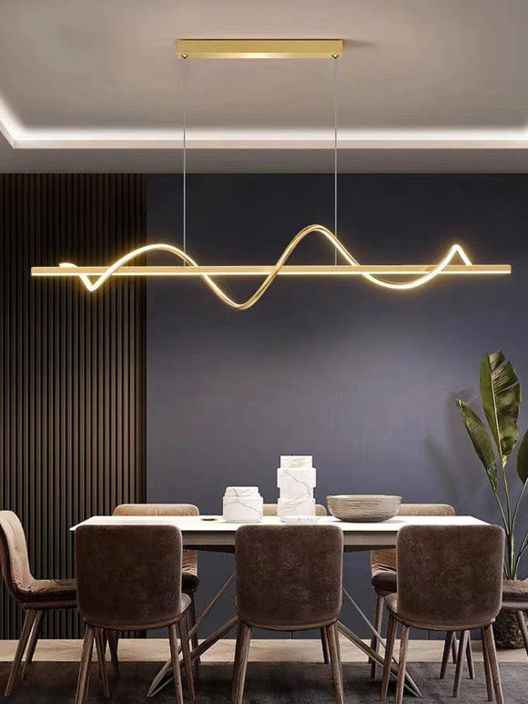 Gold LED Pendant Chandelier Twisty Spiral Lights Dining Room Lamp - Warm White - Ashish Electrical India