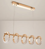 5 Ring Metal Crystal Gold Body Modern LED Chandelier Pendant Light Hanging Lamp - Warm White - Ashish Electrical India