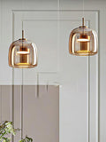1 Light LED Glass Amber Gold Pendant Lamp Ceiling Light - Warm White - Ashish Electrical India