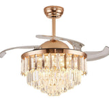 Gold Metal Spike Crystal Ceiling Fan Chandelier Quiet 42 Inch Tube Rose Gold Retractable - Warm White - Ashish Electrical India