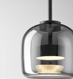 1 Light LED Glass Smokey Black Pendant Lamp Ceiling Light - Warm White - Ashish Electrical India