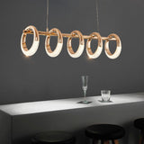 5 Ring Metal Crystal Gold Body Modern LED Chandelier Pendant Light Hanging Lamp - Warm White