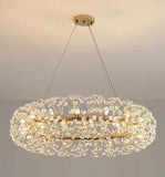 Crystal Design Glass Modern LED Chandelier 600 MM Ring - Warm White - Ashish Electrical India