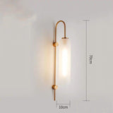 Frosted Long Glass Wall Light Modern Copper Metal Bedroom Living Room Wall Light - Gold Warm White - Ashish Electrical India