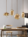 1 Light LED Glass Cognac Gold Pendant Lamp Ceiling Light - Warm White
