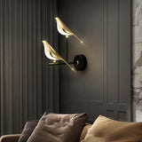 2 Led 2 Bird Modern Gold Black Metal Wall Light for Drawing Room - Warm White - Ashish Electrical India