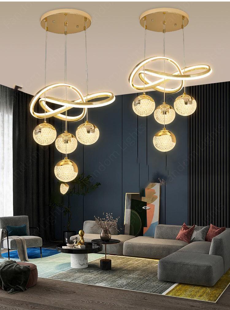 LED Golden Light Curl Modern Pendant Chandelier Light Warm White