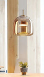 1 Light LED Glass Amber Gold Pendant Lamp Ceiling Light - Warm White