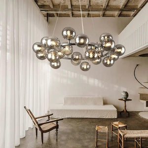 25 Light Silver Glass Chandelier Ceiling Lights Hanging - Warm White - Ashish Electrical India