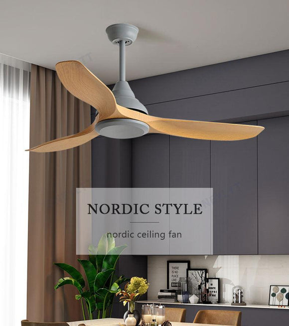 Nordic Industrial Wind lamp less ceiling fan remote Controlled - Grey