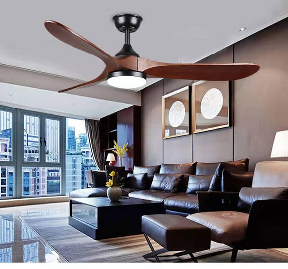 52 Inch Wind lamp ceiling fan remote Controlled - Dark Wood