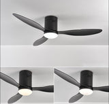 52 Inch Wind lamp Hugger ceiling fan remote Controlled - Black Wood