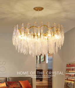 800 MM GOLD METAL Curvy Crystal  LED CHANDELIER MM RING HANGING SUSPENSION LAMP - WARM WHITE