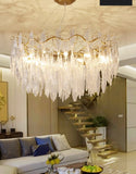 800 MM GOLD METAL Curvy Crystal  LED CHANDELIER MM RING HANGING SUSPENSION LAMP - WARM WHITE