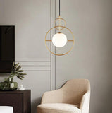 1 LED Gold Frosted Ball Round Pendant Lamp Chandelier Ceiling Light - Warm White