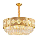 600 MM Long Crystal Glass Gold LED Chandelier Hanging Suspension Lamp - Warm White - Ashish Electrical India