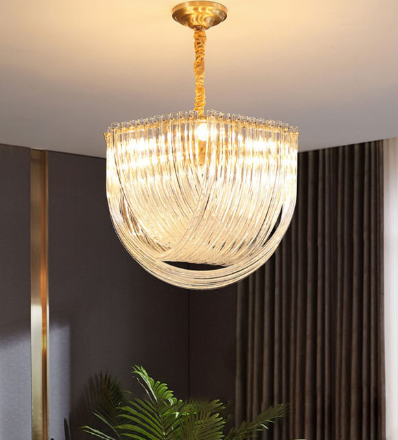 600 MM Gold Crystal Metal LED Chandelier Hanging Suspension Lamp - Warm White