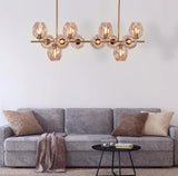 12 Light PVD Coated Gold Amber Glass Chandelier Ceiling Lights Hanging - Warm White