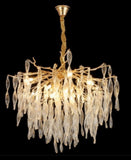 800 MM GOLD METAL Curvy Crystal  LED CHANDELIER MM RING HANGING SUSPENSION LAMP - WARM WHITE