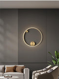500MM Modern Electroplated Brass Gold Round LED Wall Lamp for Bedside Bathroom Mirror Light- Warm White