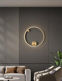 500MM Modern Electroplated Brass Gold Round LED Wall Lamp for Bedside Bathroom Mirror Light- Warm White