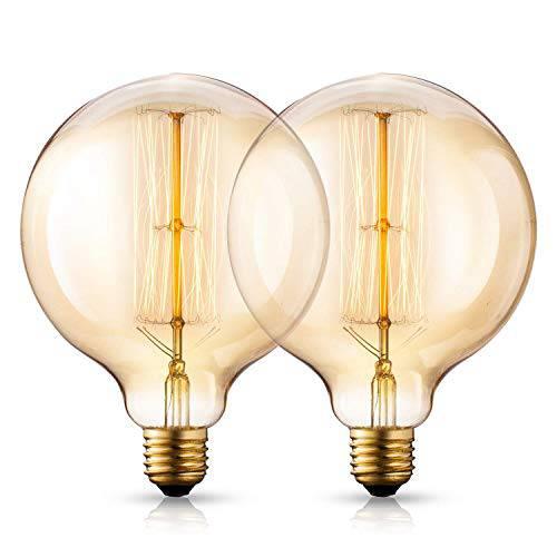 40W Filament Light Bulb G80 E26/E27 Base Dimmable - Pack of 2 - bulb