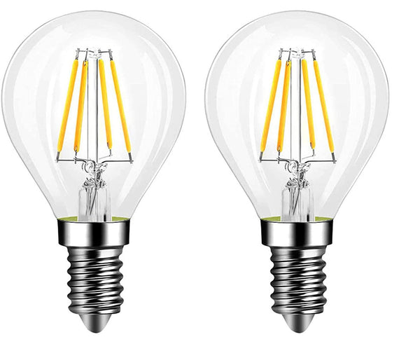 LED Filament Bulb Antique Retro Light Bulb 4W G45 Glass E14 Base (2 Pack, Warm White, Light Yellowish) - bulb