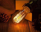 Vintage Antique Vintage Light Bulbs, ST64 Dimmable 40W Edison Tungsten Light Bulbs, Amber Glass, 350 LM, E26/27 2 Packs - bulb
