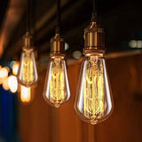 Vintage Antique Vintage Light Bulbs, ST64 Dimmable 40W Edison Tungsten Light Bulbs, Amber Glass, 350 LM, E26/27 2 Packs - bulb