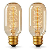 Vintage Antique Vintage Light Bulbs, T45 Dimmable 60W Edison Tungsten Light Bulbs, Amber Glass, 350 LM, E26/27  2 Packs - Bulb