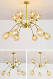 12 Light Gold Amber Color Glass Chandelier Ceiling Lights Hanging - Warm White - Chandelier