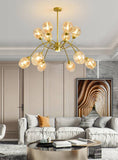 12 Light Gold Amber Color Glass Chandelier Ceiling Lights Hanging - Warm White - Chandelier