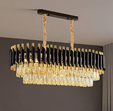 1200x350 MM Gold Black Tube Stainless Steel K9 Crystal Pendant Chandelier Ceiling Lights Hanging - Warm White - Chandelier