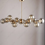 14 Light Gold Smokey Glass Chandelier Ceiling Lights Hanging - Warm White - Chandelier