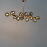 14 Light Gold Smokey Glass Chandelier Ceiling Lights Hanging - Warm White - Chandelier