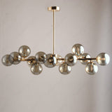 14 Light Gold Smokey Glass Chandelier Ceiling Lights Hanging - Warm White - Chandelier