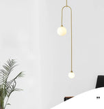 2 Light LED Gold Frosted Ball Pendant Lamp Ceiling Light - Warm White - Chandelier