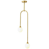 2 Light LED Gold Frosted Ball Pendant Lamp Ceiling Light - Warm White - Chandelier