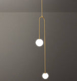 2 Light LED Gold Frosted Ball Pendant Lamp Ceiling Light - Warm White - Chandelier